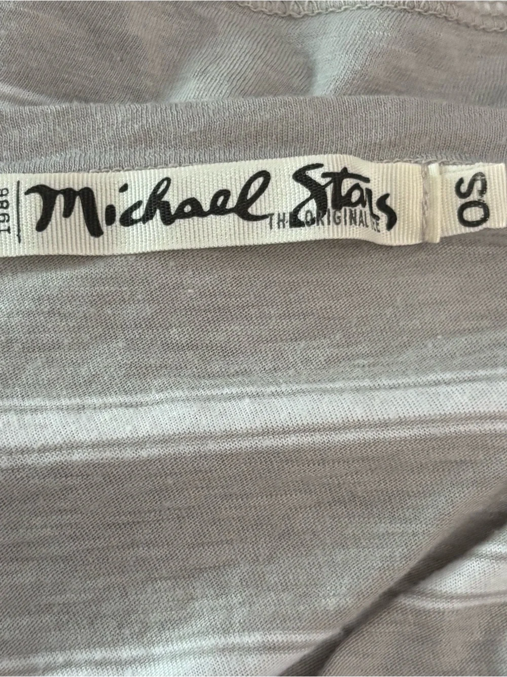 Michael Stars Scoop Neck Striped Tee - Light Gray & White